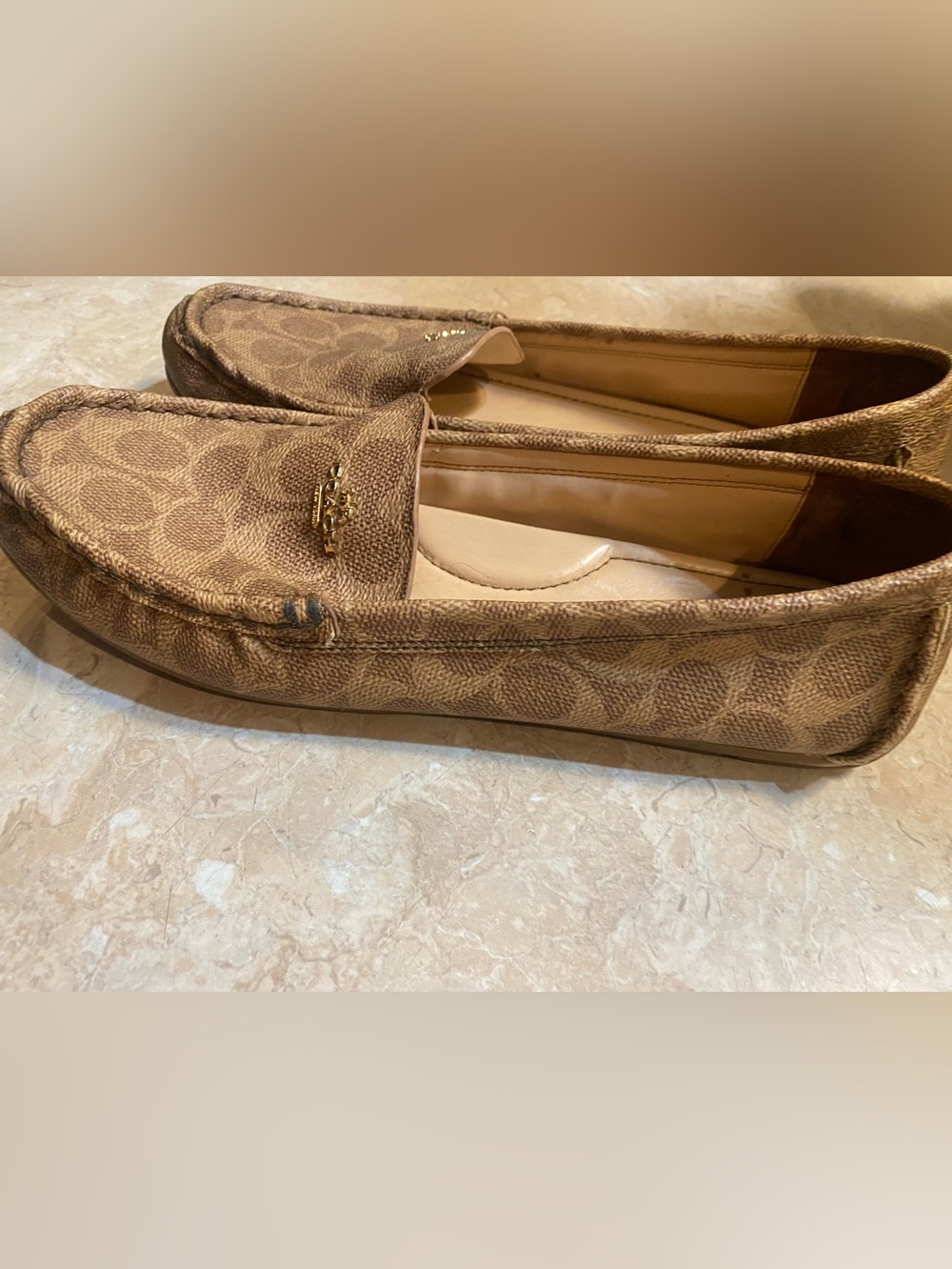 Coach Brown Signature Leather Slip-On Loafers - Picture 2 of 8